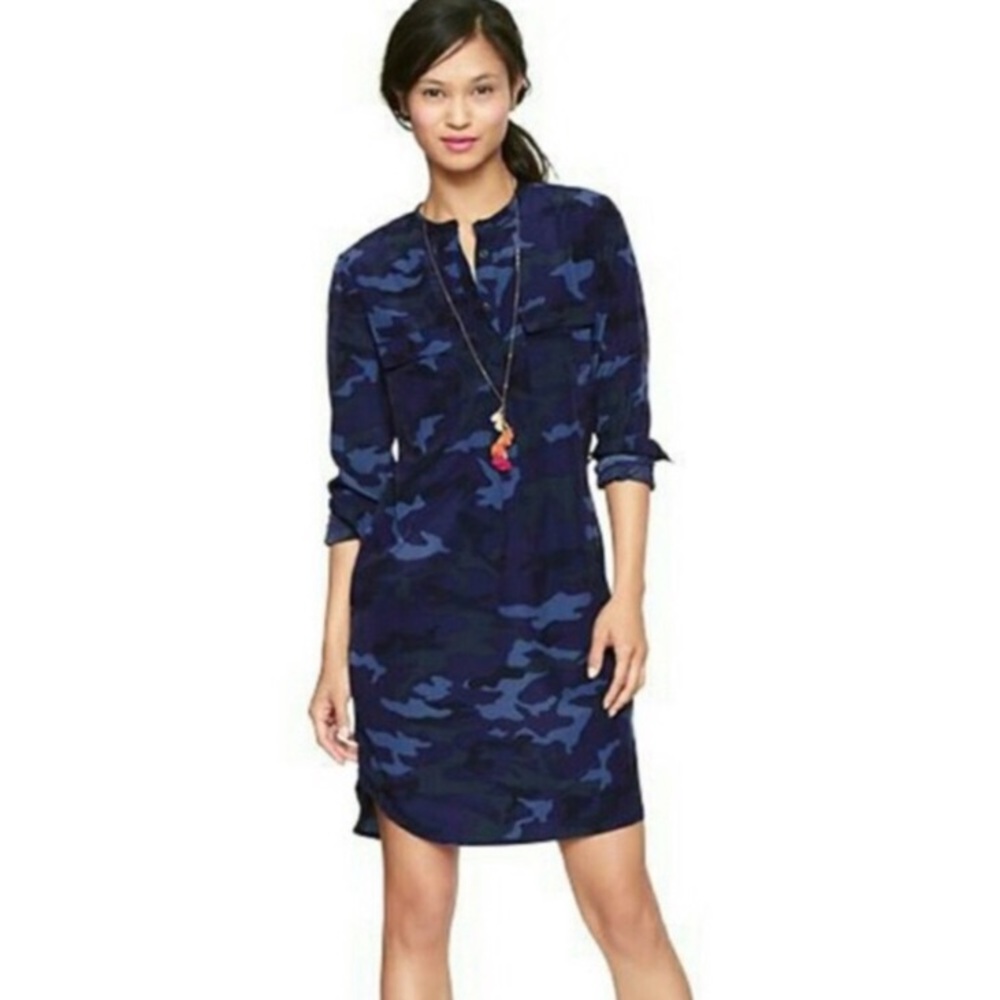 HIST PICK GAP Blue Camo Shirt Dress
